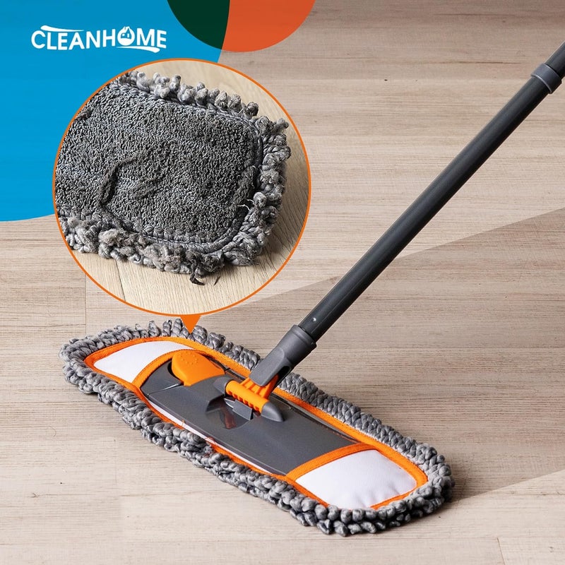 CLEANHOME Mops for Floor Cleaning with 3 Different Washable Pads and Extendable 55” Long Handle, Multifunction Dust Mop for Hardwood,Marble,Tile Floor Mopping,Orange - Image 5